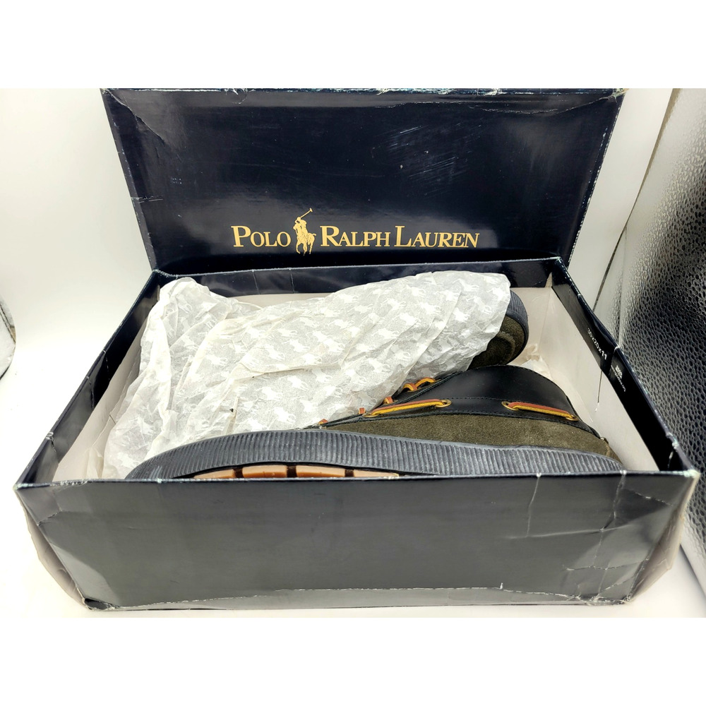 NEW Polo Ralph Lauren Delmont Suede Leather Shoes Black Charcoal Men's Size 8D - Picture 13 of 15